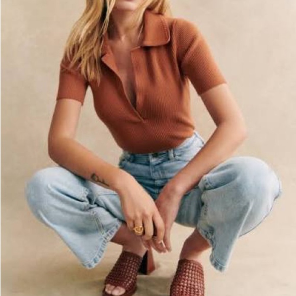 Sezane Ribbed Top XS
